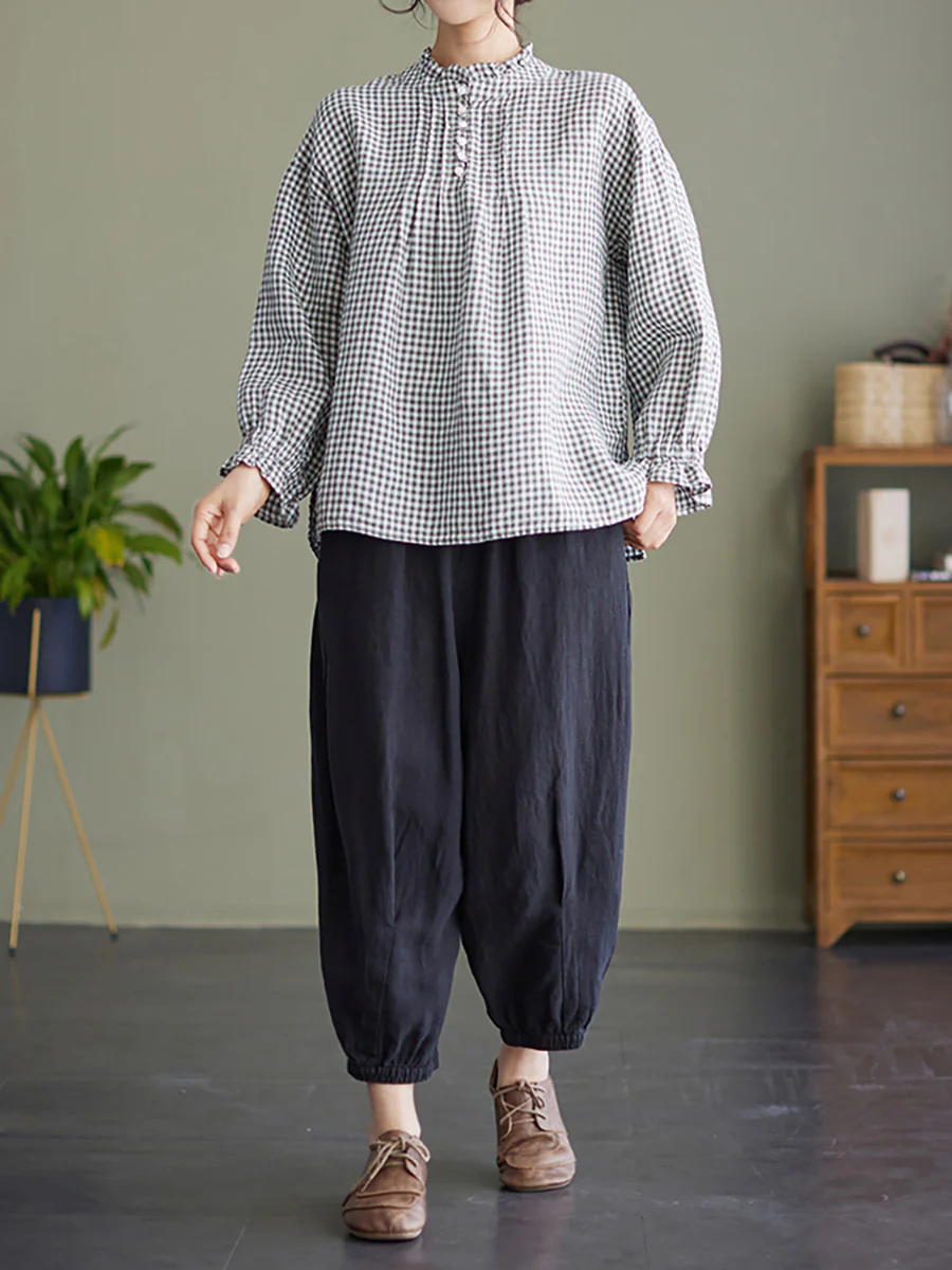 Women Linen Spring Loose Shirt - Image 5