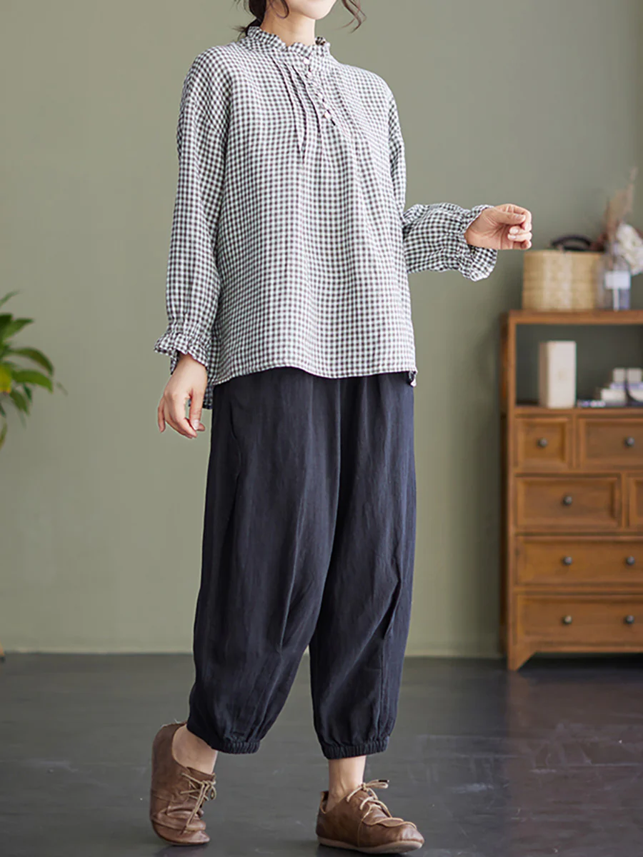 Women Linen Spring Loose Shirt - Image 6