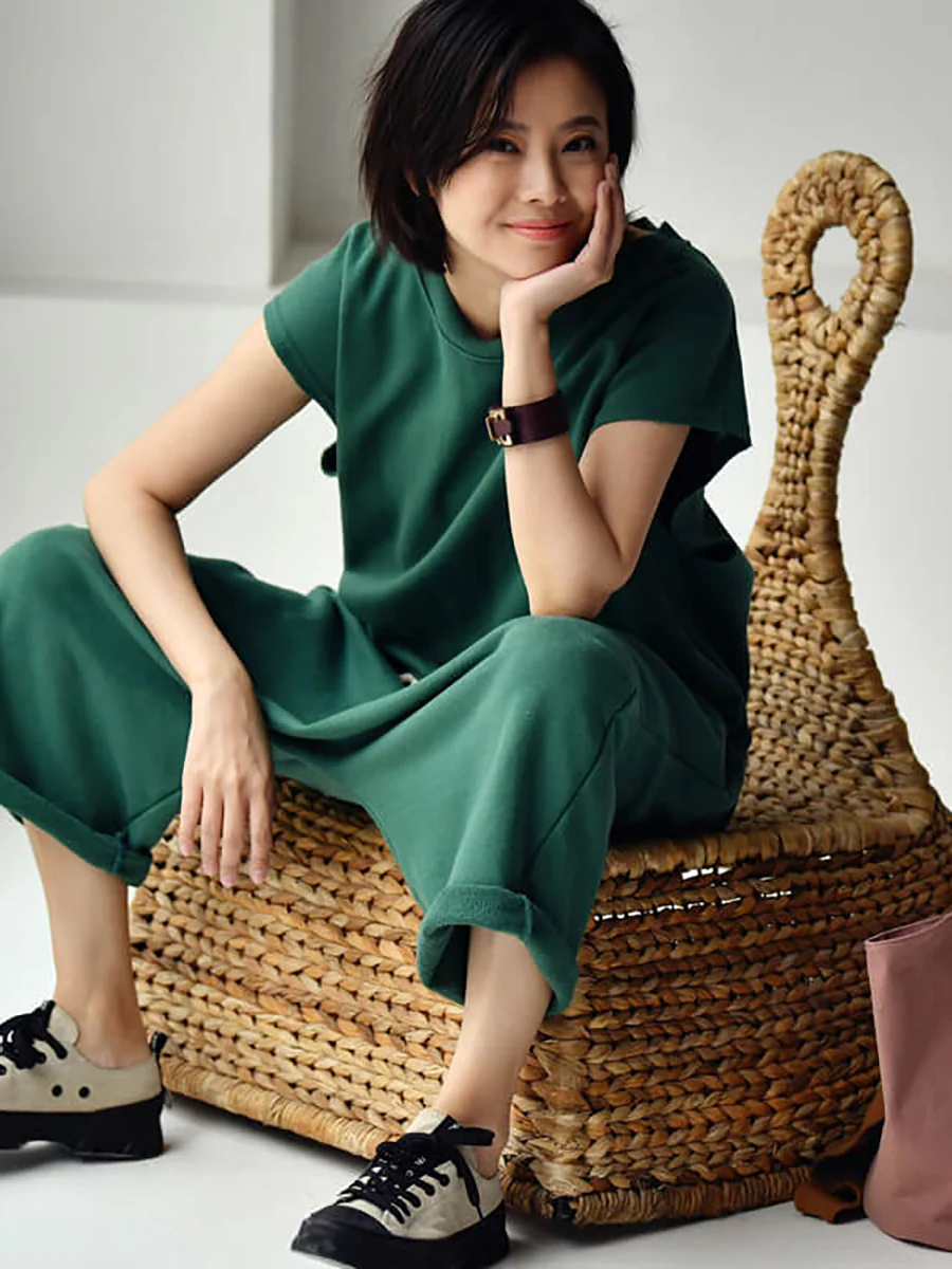 Plus Size - 100% Cotton Solid Color Drawstring Jumpsuits - Image 7