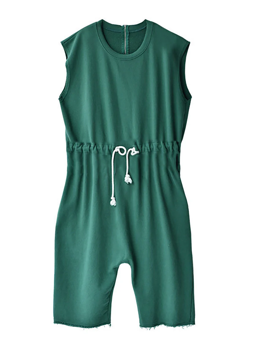 Plus Size - 100% Cotton Solid Color Drawstring Jumpsuits - Image 8
