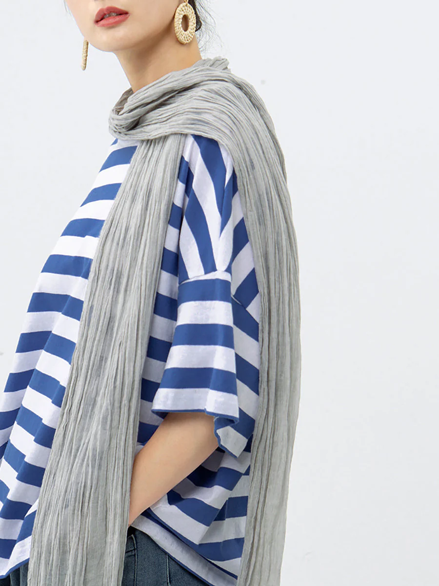 Plus Size - Buykud 100% Cotton Striped Casual T-Shirt - Image 13