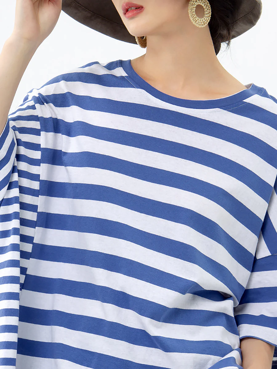 Plus Size - Buykud 100% Cotton Striped Casual T-Shirt - Image 16