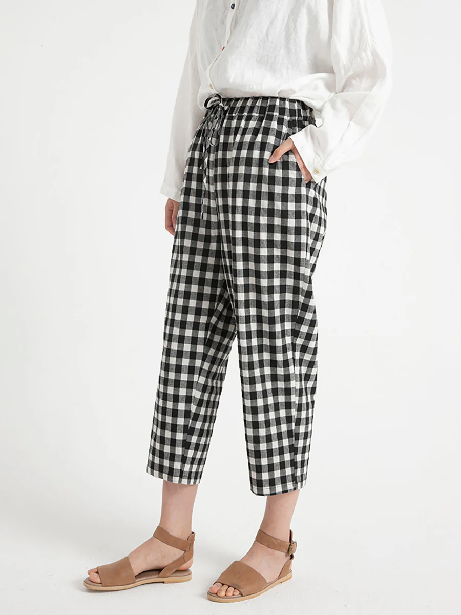 Plus Size Plaid Casual Summer Women Loose Pants - Image 3