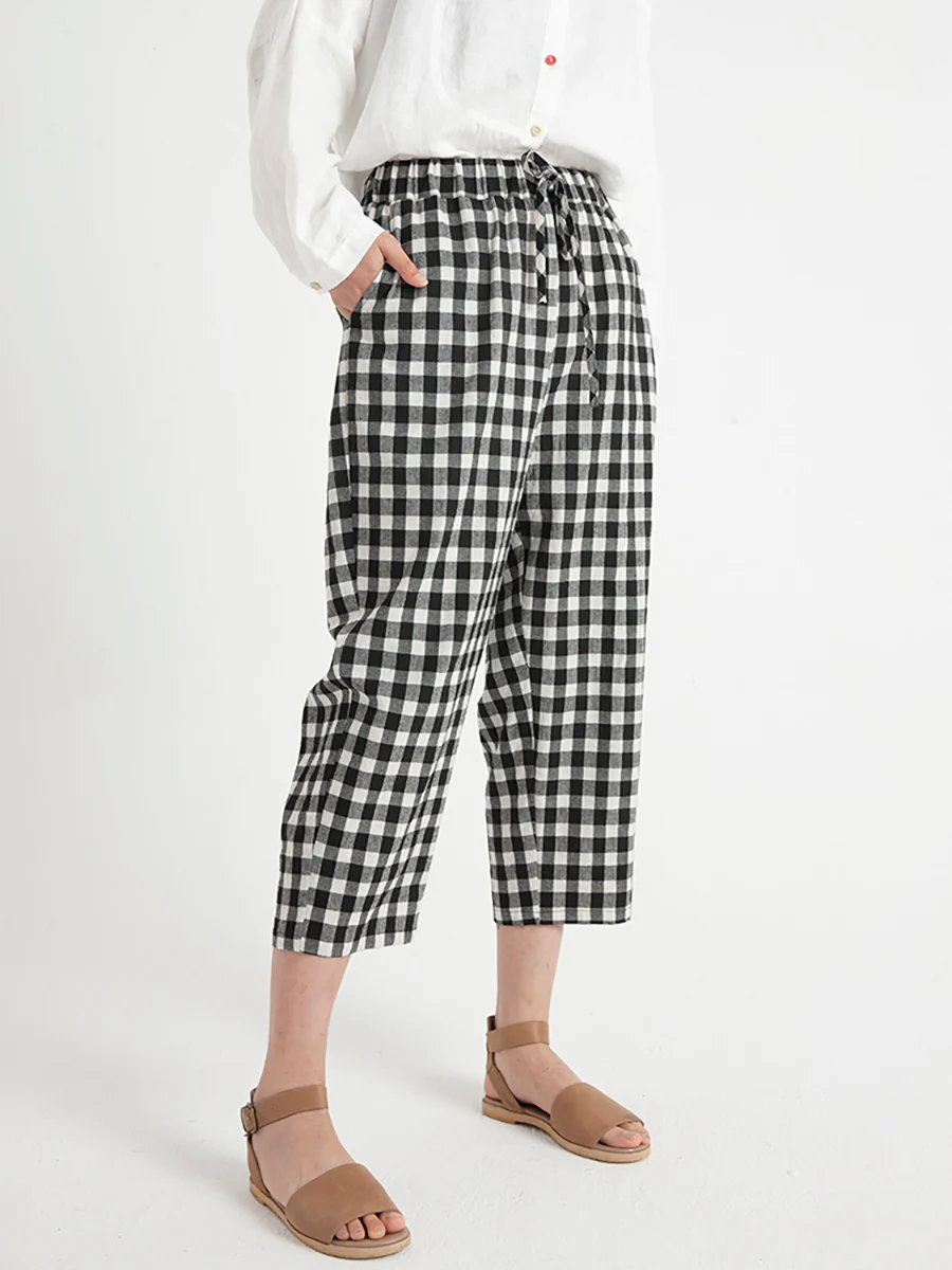 Plus Size Plaid Casual Summer Women Loose Pants - Image 4