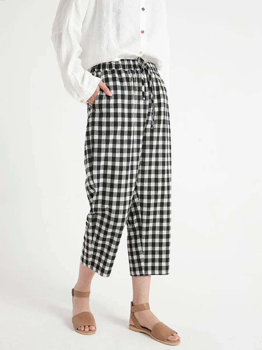 Plus Size Plaid Casual Summer Women Loose Pants - Image 5