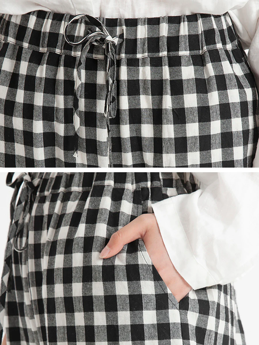 Plus Size Plaid Casual Summer Women Loose Pants - Image 8