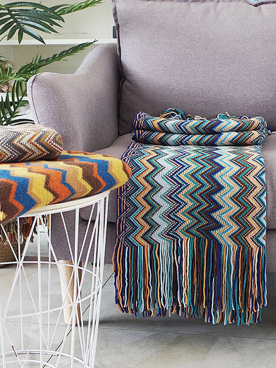 Vintage Mid Century Style Bohemian Sofa Throw Blanket - Image 10