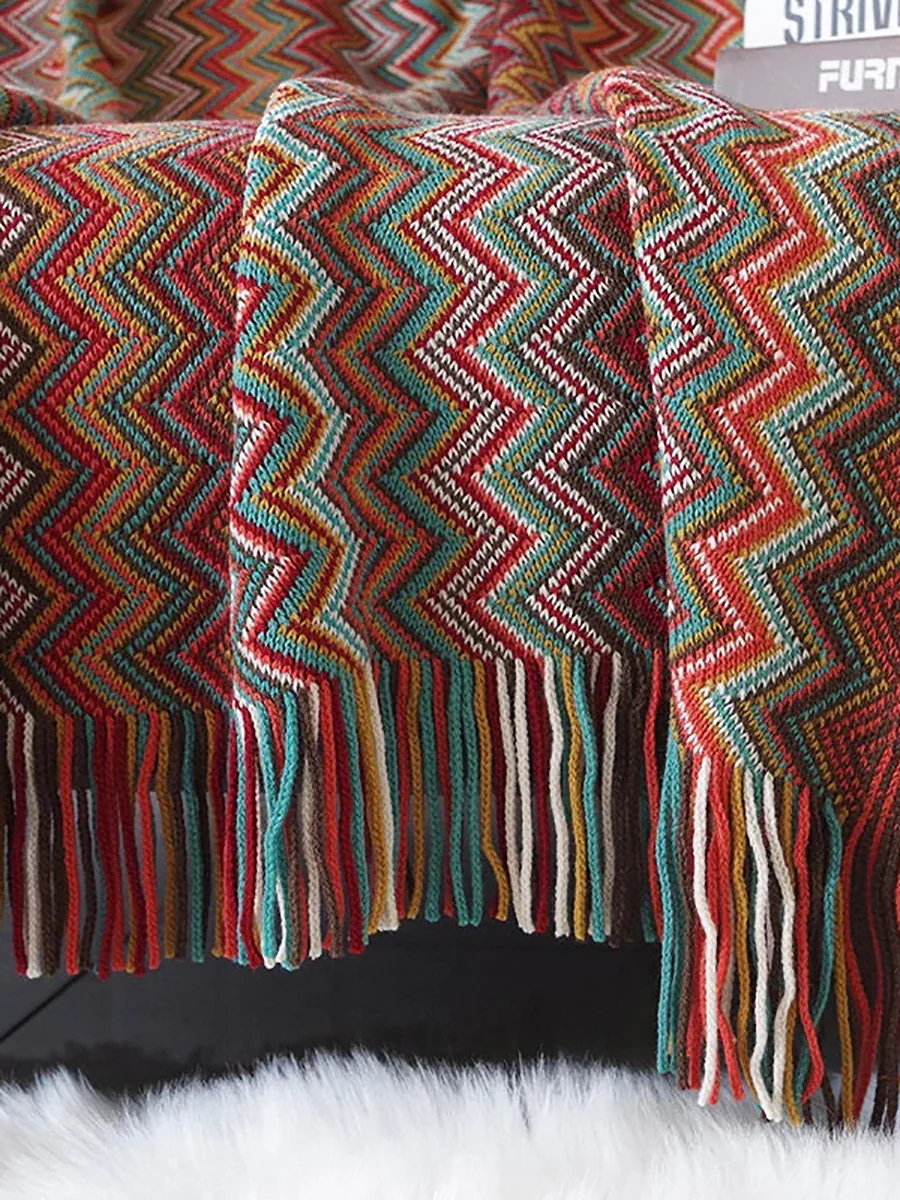 Vintage Mid Century Style Bohemian Sofa Throw Blanket - Image 11