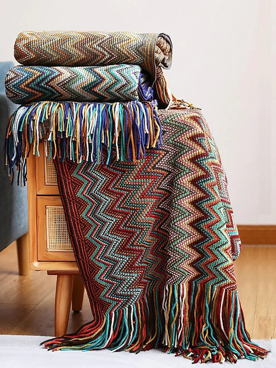 Vintage Mid Century Style Bohemian Sofa Throw Blanket - Image 12