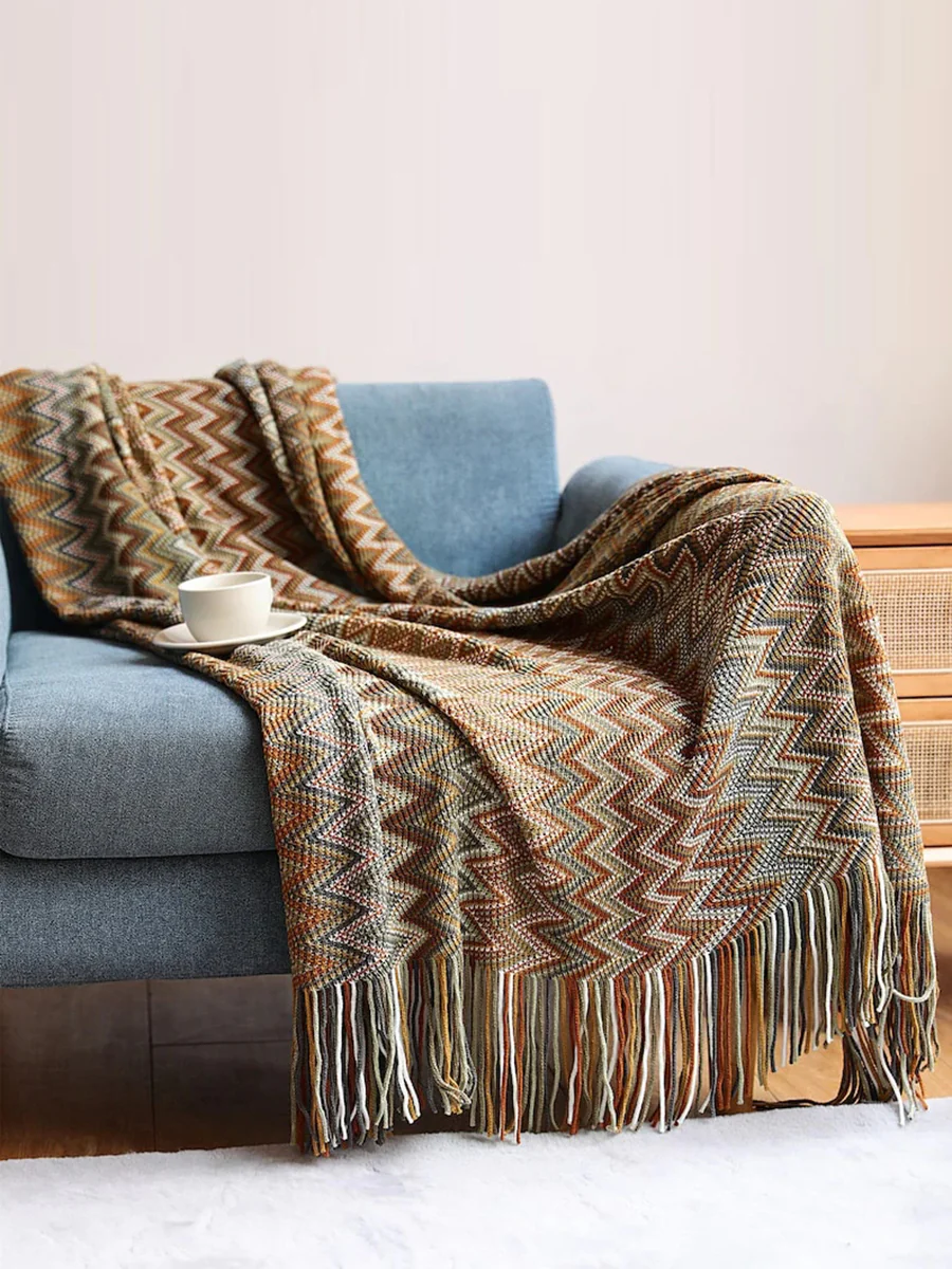 Vintage Mid Century Style Bohemian Sofa Throw Blanket - Image 3