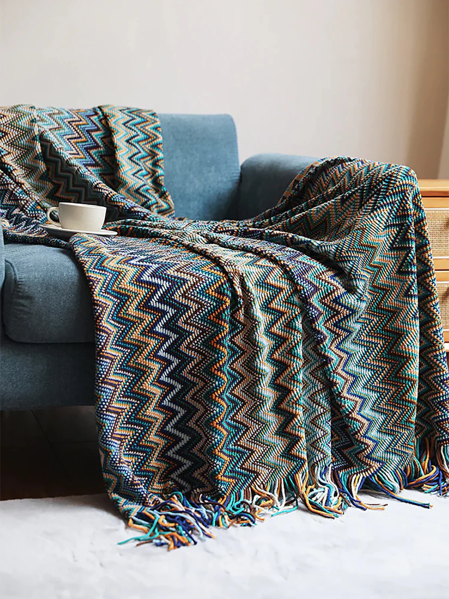 Vintage Mid Century Style Bohemian Sofa Throw Blanket - Image 4