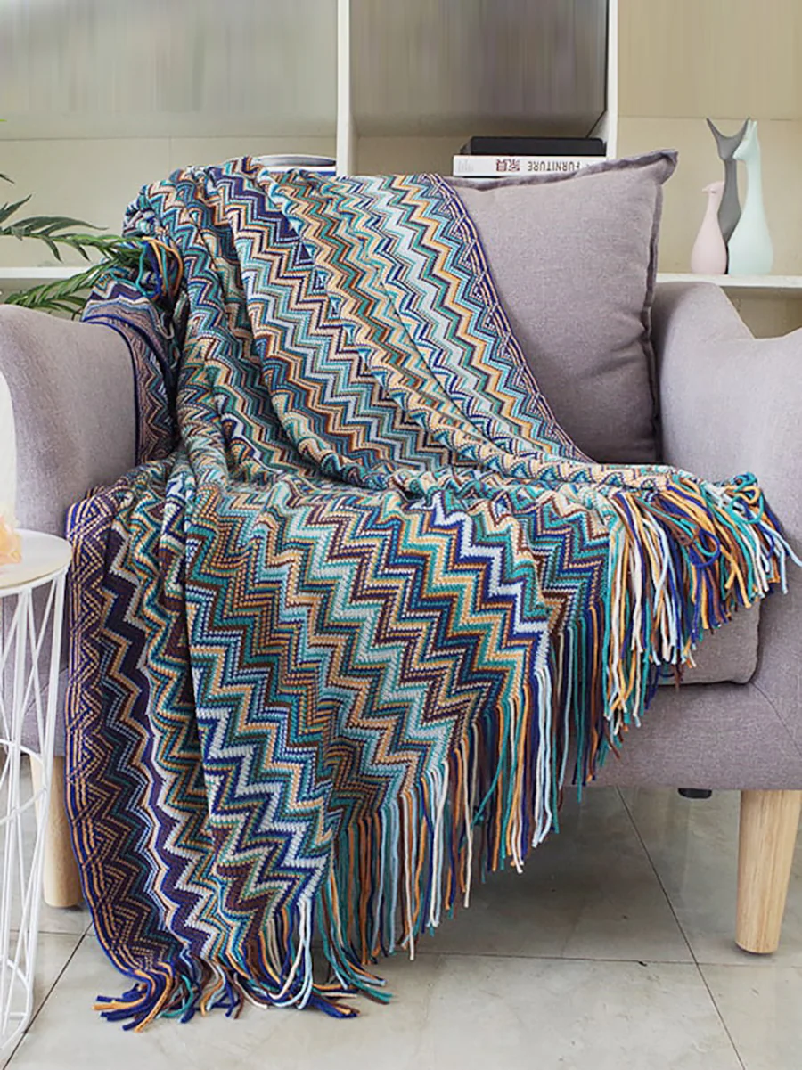 Vintage Mid Century Style Bohemian Sofa Throw Blanket - Image 5