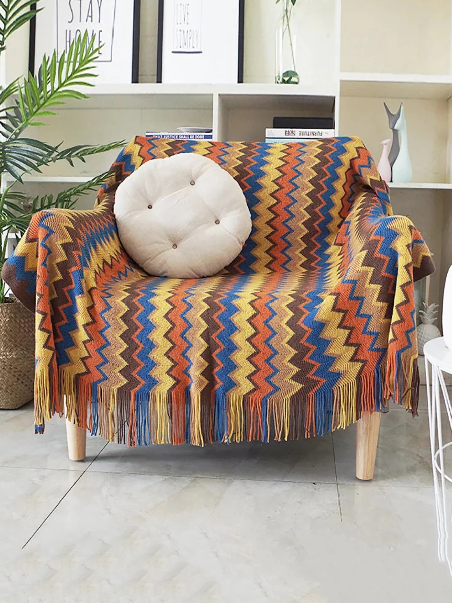 Vintage Mid Century Style Bohemian Sofa Throw Blanket - Image 7