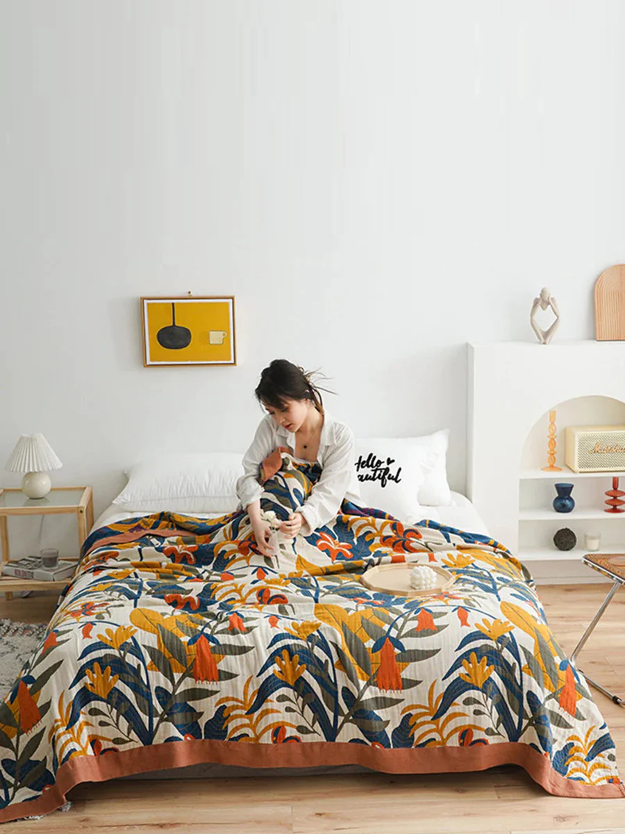Cotton Plant Flower Throw Blanket - Image 3