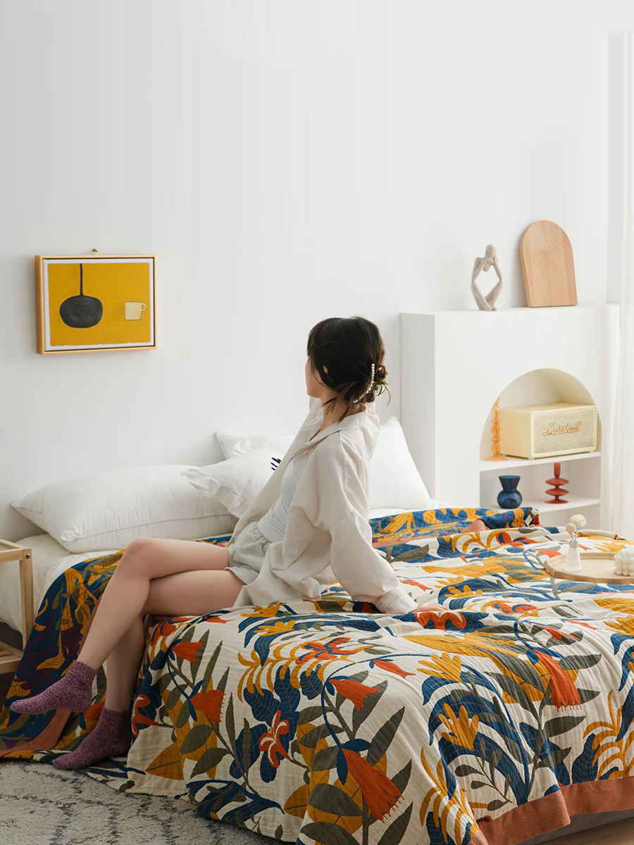 Cotton Plant Flower Throw Blanket - Image 6