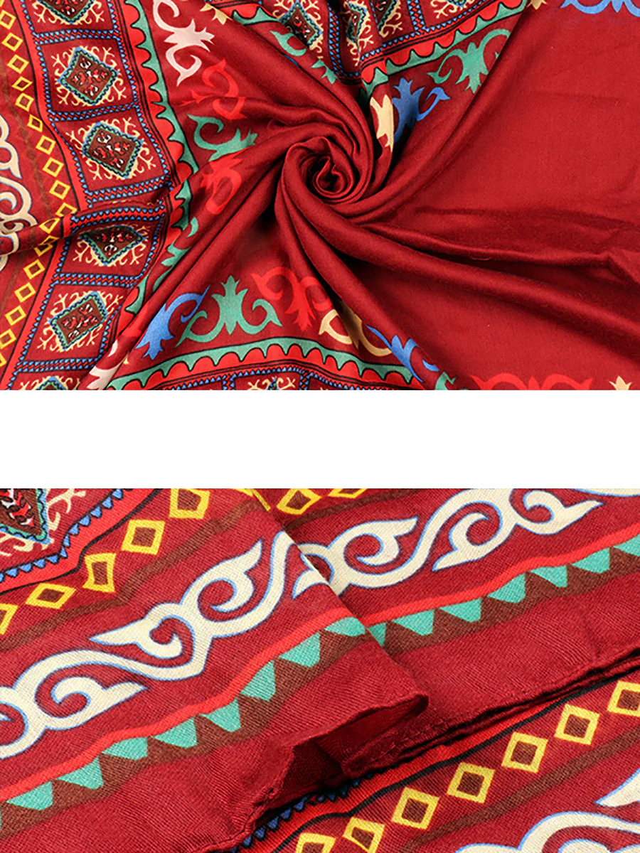Soft Comfortable Print Twill Tassel Scarf - Image 7