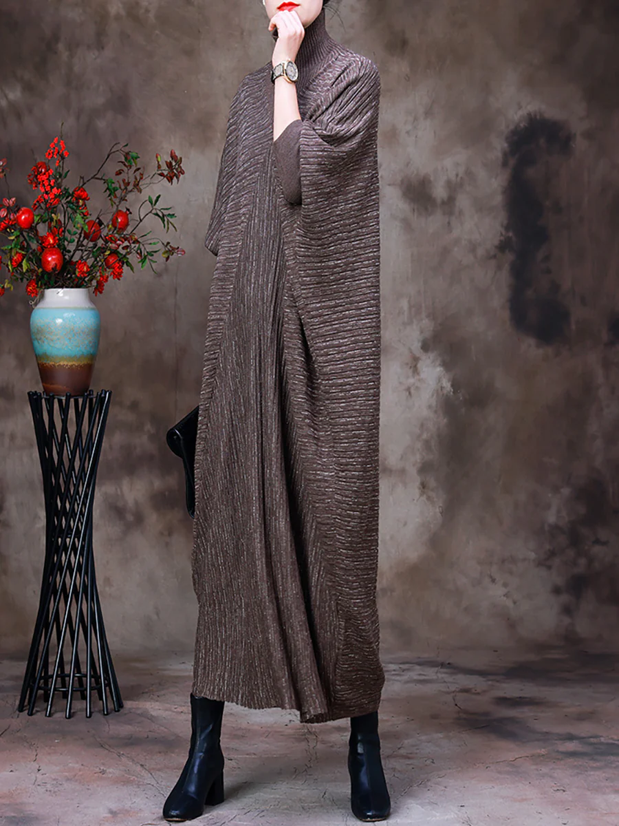 Solid Batwing Sleeve Women Maxi Dress - Image 3