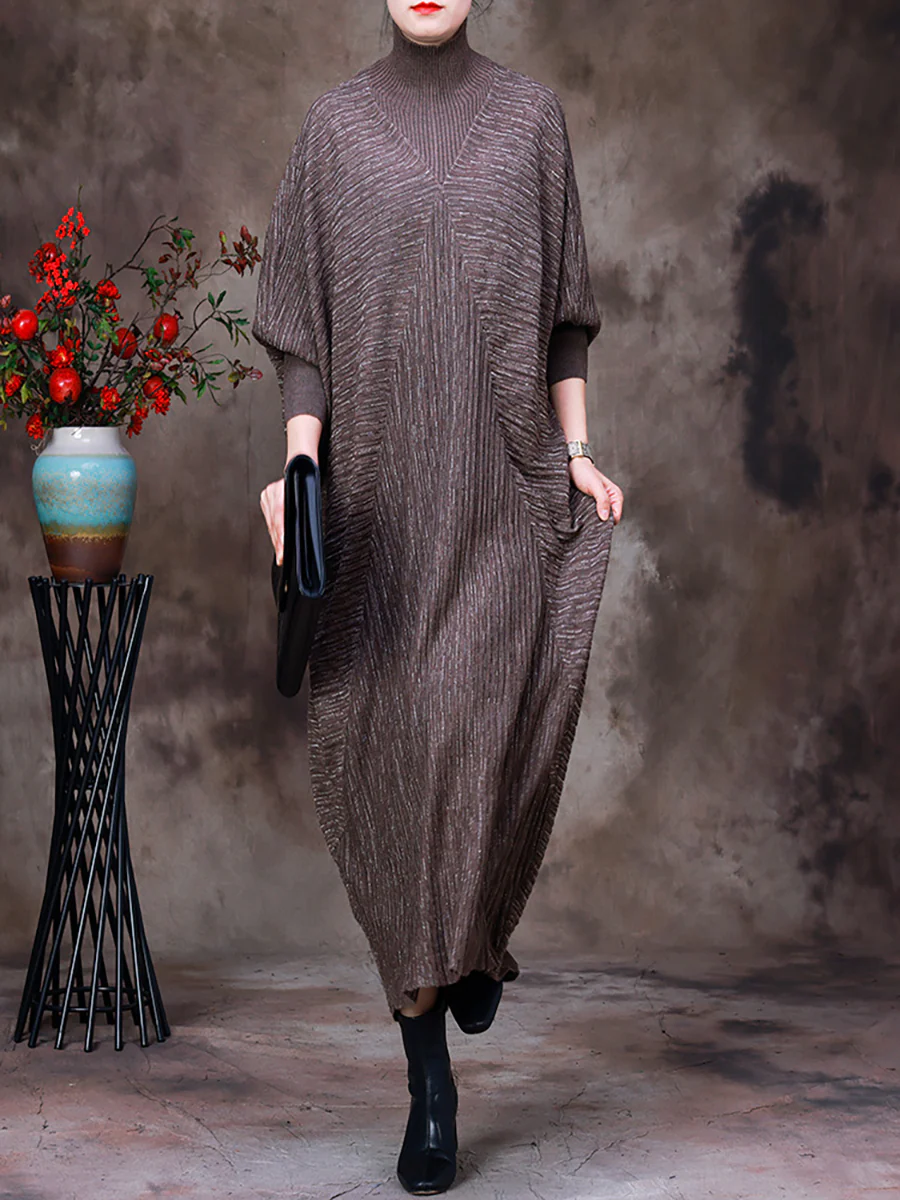 Solid Batwing Sleeve Women Maxi Dress - Image 4
