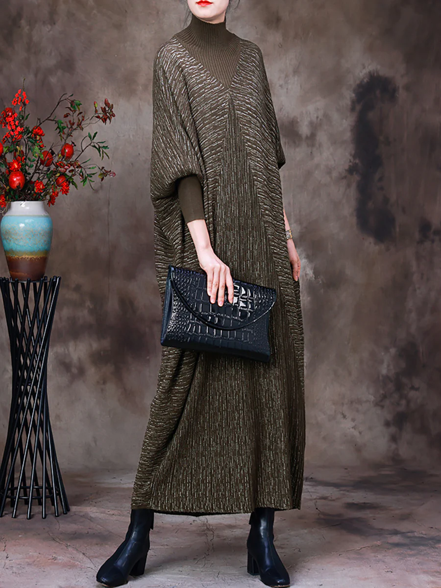 Solid Batwing Sleeve Women Maxi Dress - Image 5