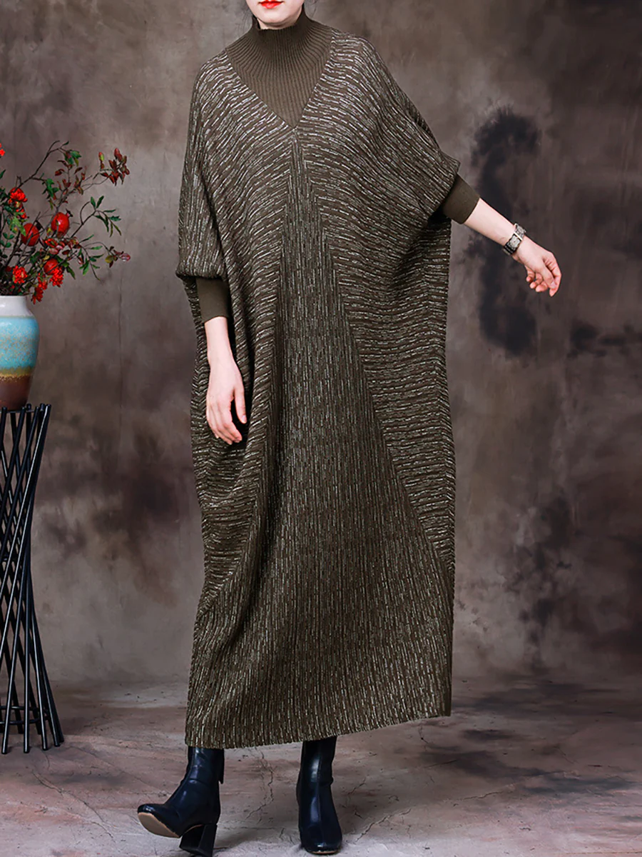 Solid Batwing Sleeve Women Maxi Dress - Image 6