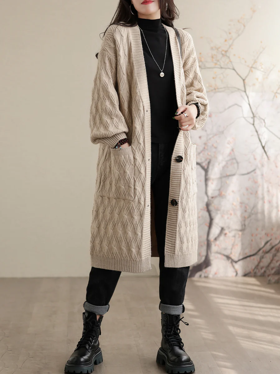 Solid Loose Casual Mid Length Women Coat - Image 3