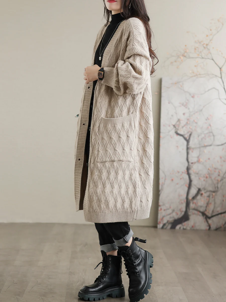 Solid Loose Casual Mid Length Women Coat - Image 5