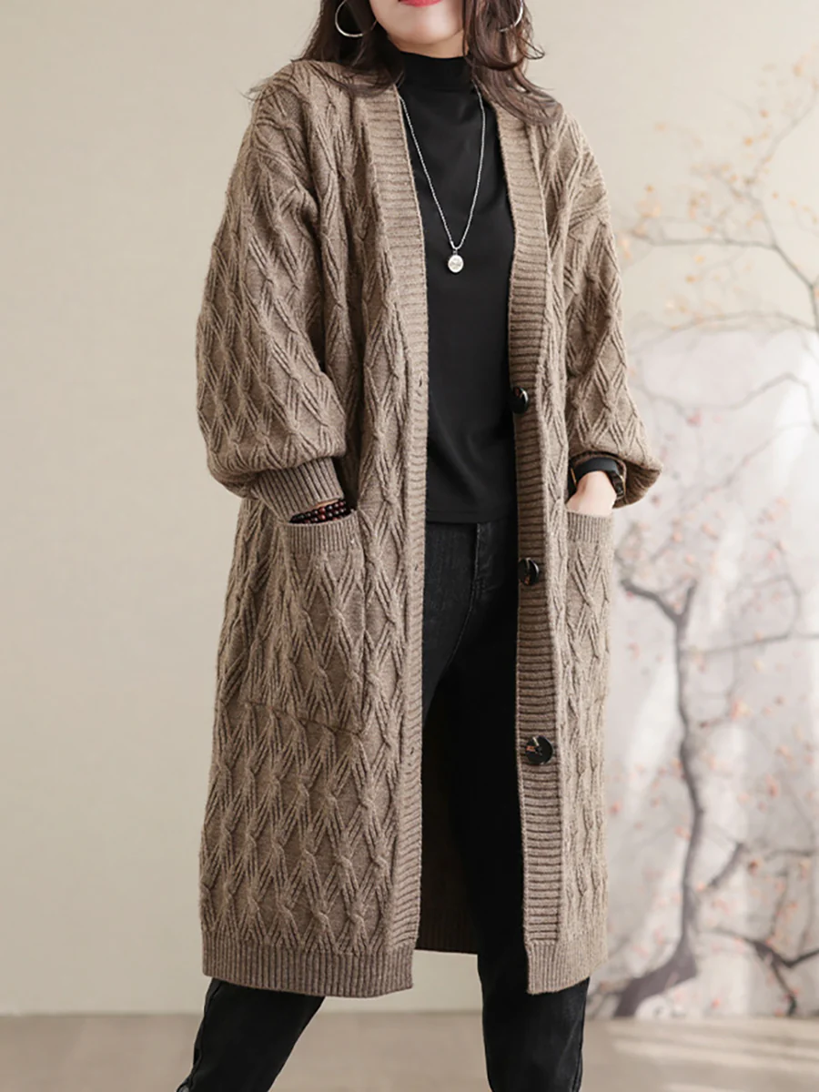 Solid Loose Casual Mid Length Women Coat - Image 6