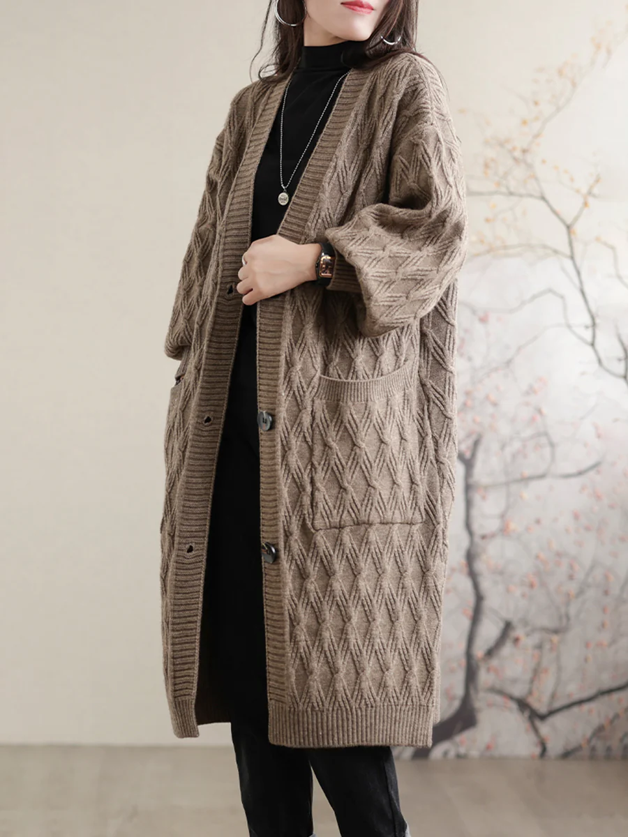 Solid Loose Casual Mid Length Women Coat - Image 7