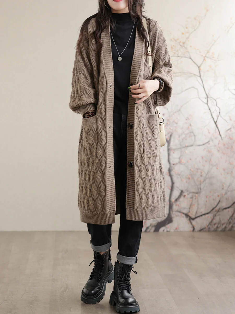 Solid Loose Casual Mid Length Women Coat - Image 8