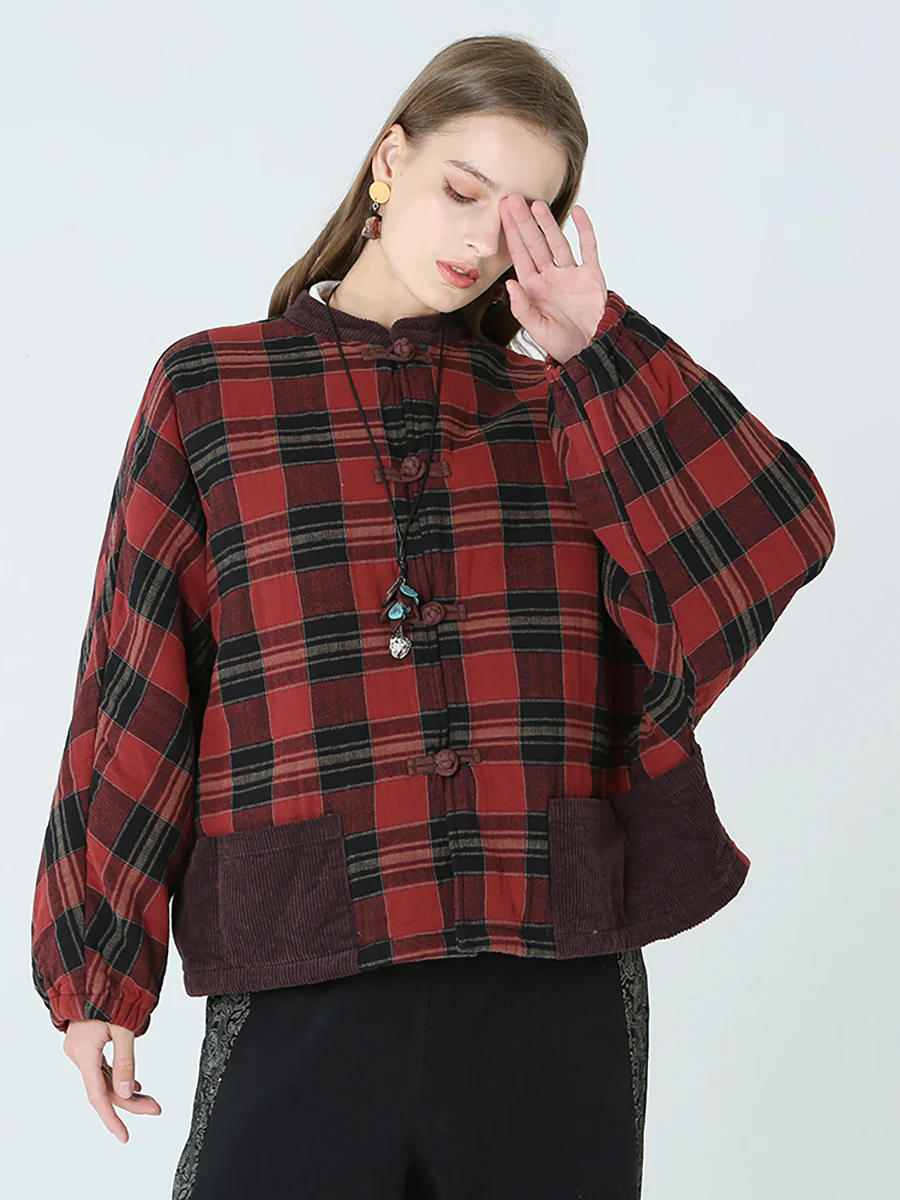 Plus Size Spring Winter Plaid Women Loose Casual Coat M-2XL - Image 3