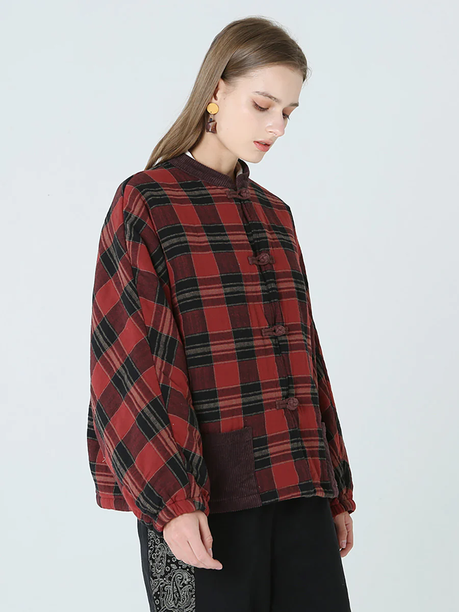 Plus Size Spring Winter Plaid Women Loose Casual Coat M-2XL - Image 5