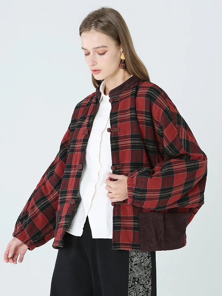 Plus Size Spring Winter Plaid Women Loose Casual Coat M-2XL - Image 6