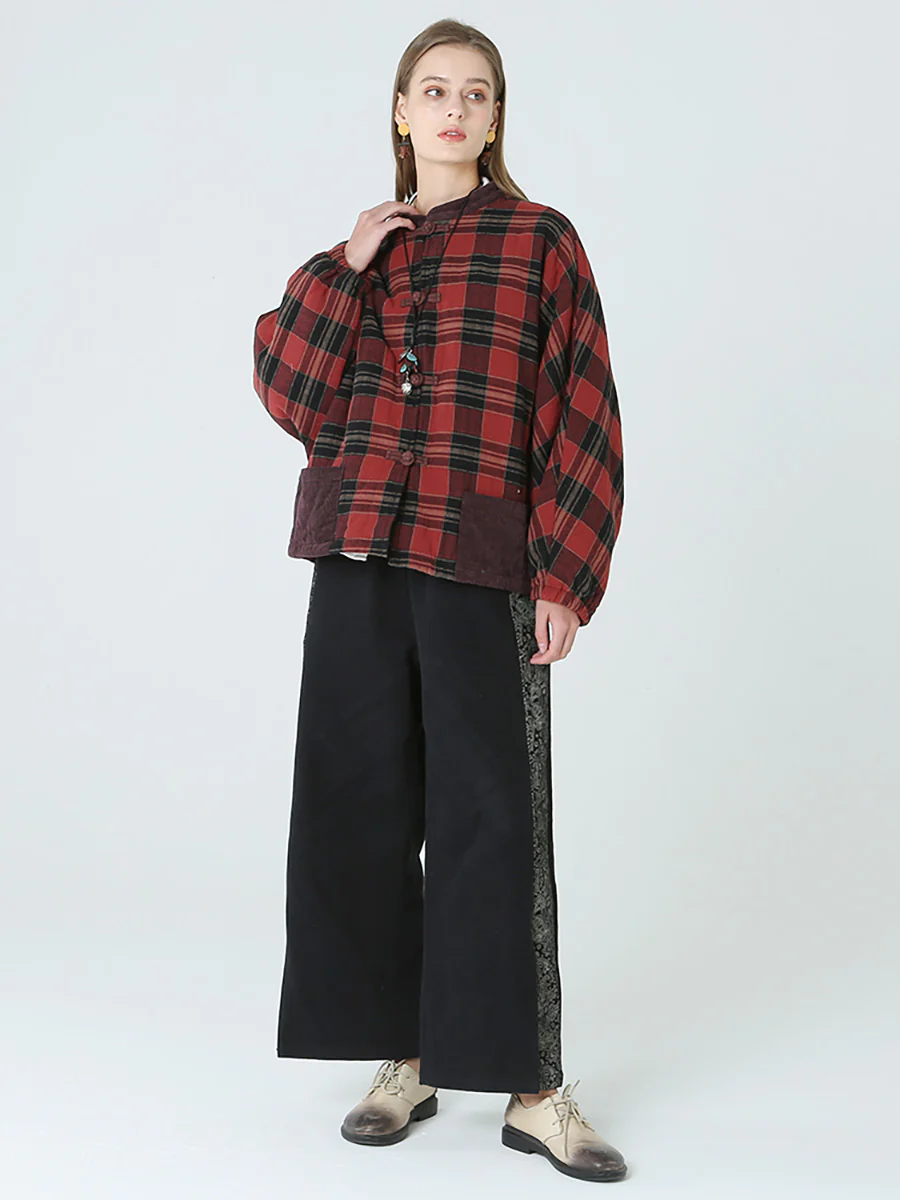 Plus Size Spring Winter Plaid Women Loose Casual Coat M-2XL - Image 7