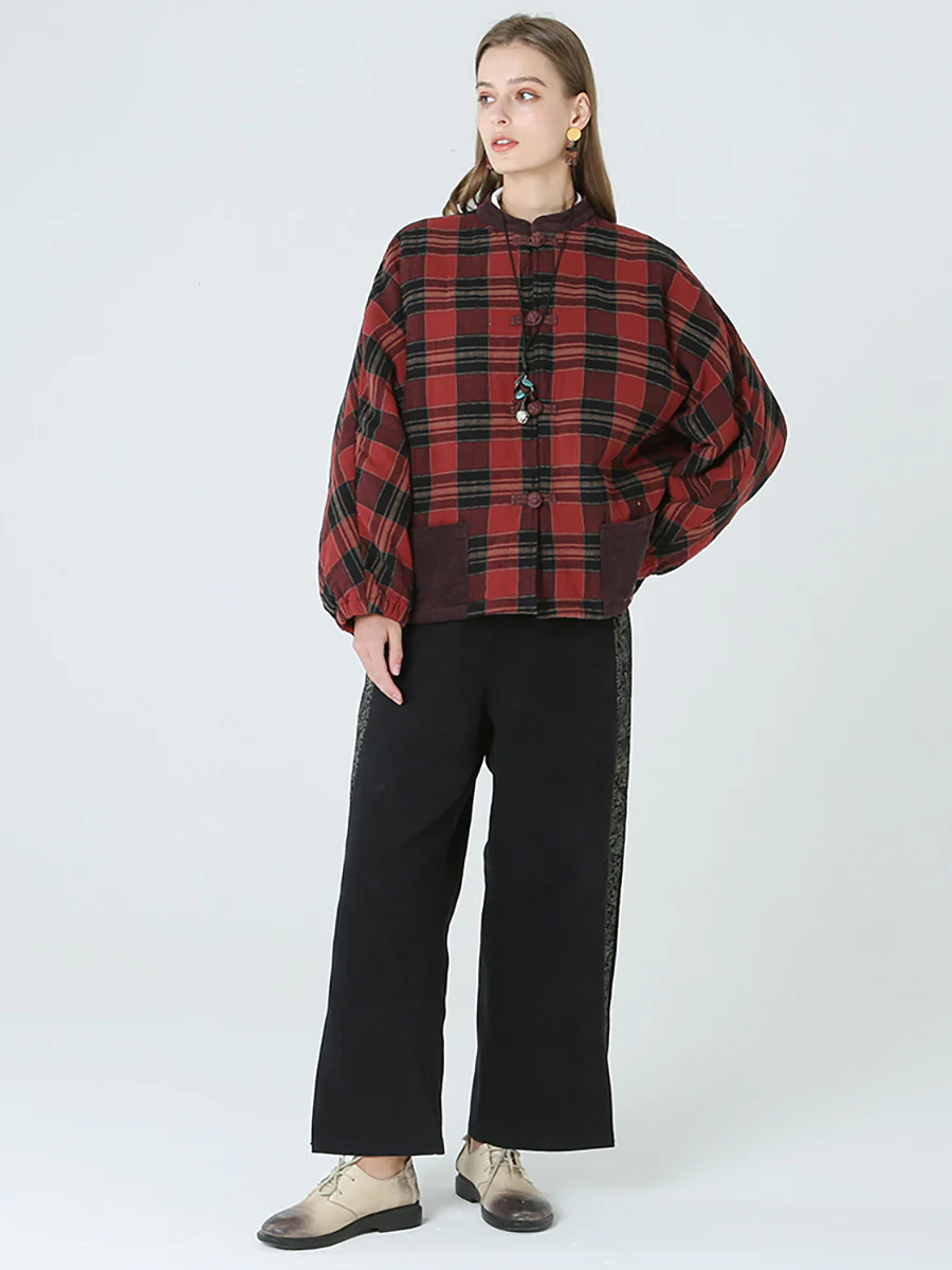Plus Size Spring Winter Plaid Women Loose Casual Coat M-2XL - Image 8