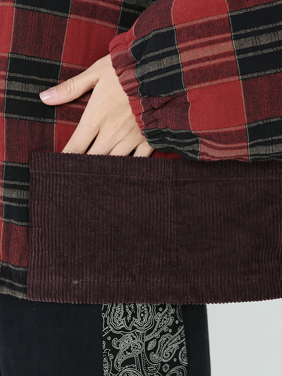 Plus Size Spring Winter Plaid Women Loose Casual Coat M-2XL - Image 9