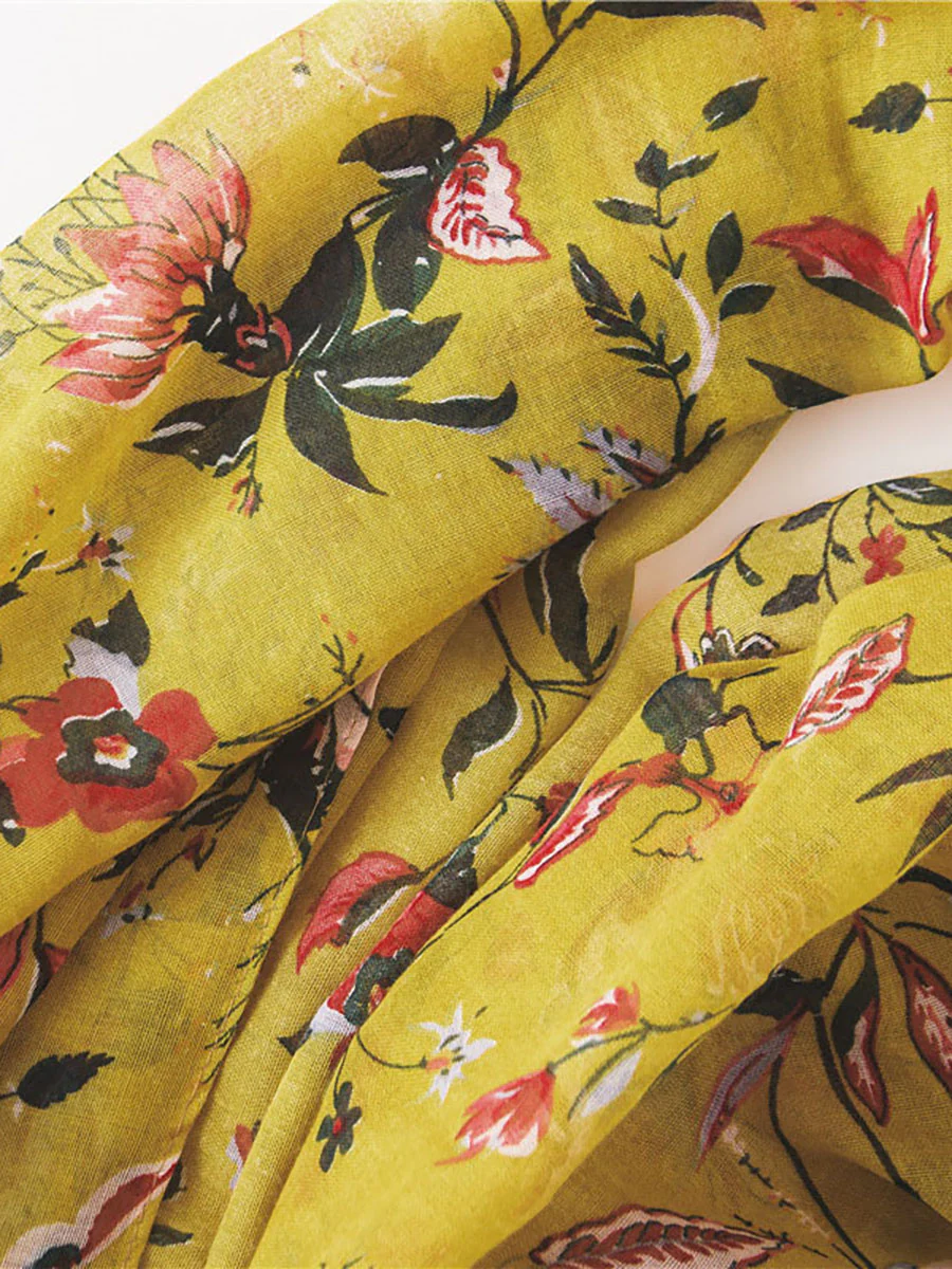 Spring Yellow Floral Print Sunscreen Scarf - Image 6