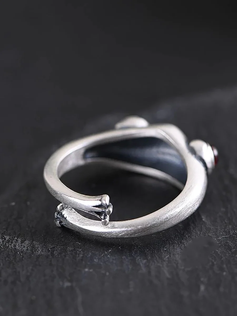 Unisex Retro Adjustable Frog Silver Ring - Image 5