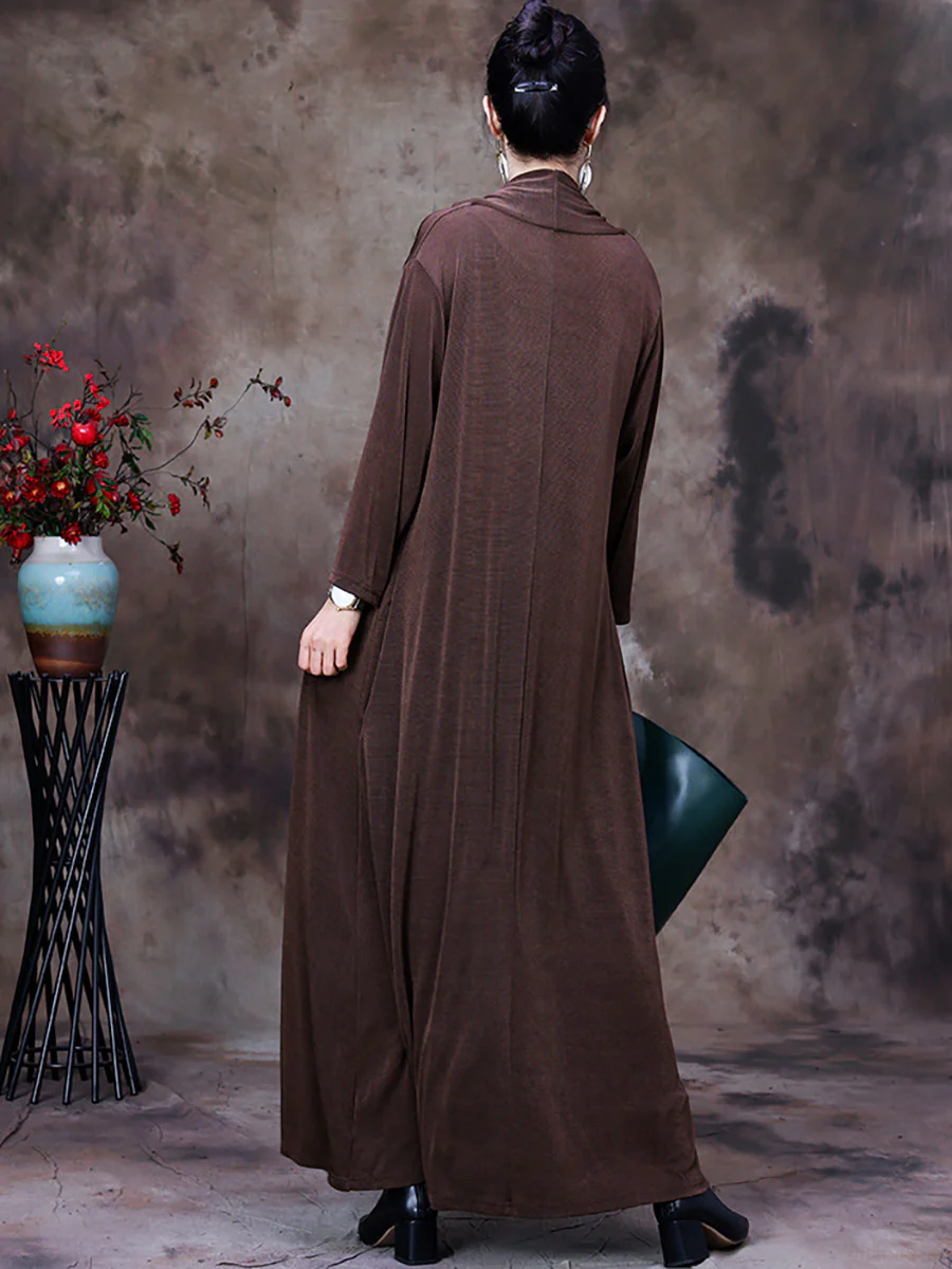 Plus Size V Neck Vintage Women Retro Maxi Dress - Image 8