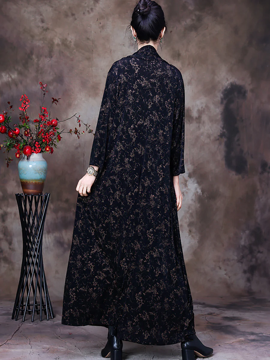 Plus-Size Women Vintage Floral V-Neck Loose Dress - Image 4