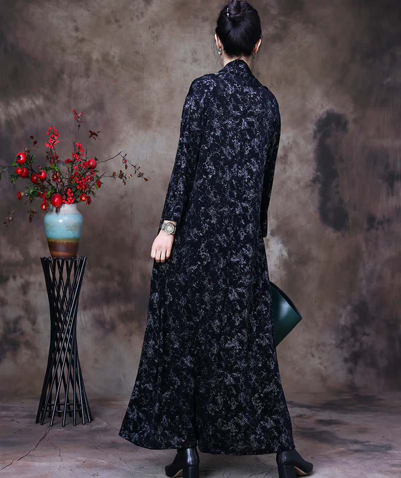 Plus-Size Women Vintage Floral V-Neck Loose Dress - Image 9