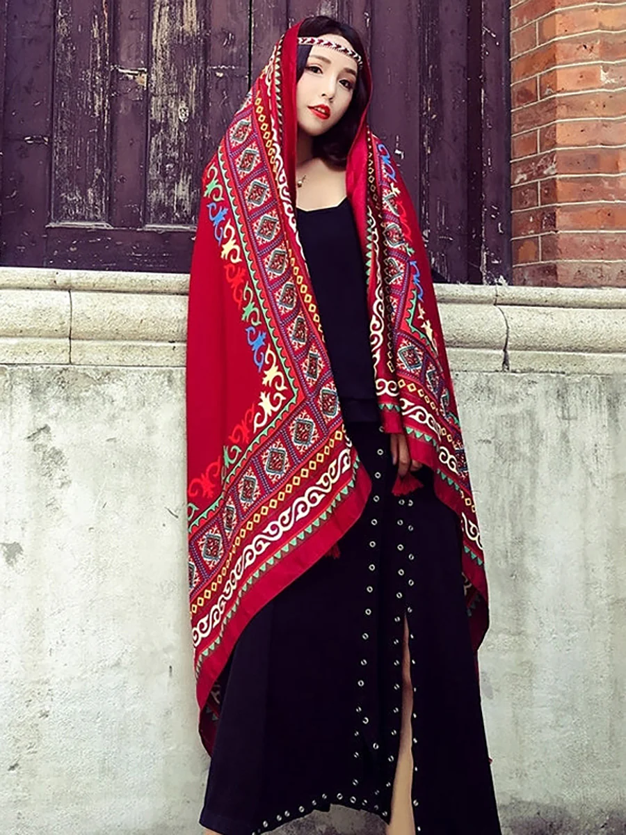Vintage Sunscreen Tasseled Printed Traveling Floral Shawl Scarf - Image 8
