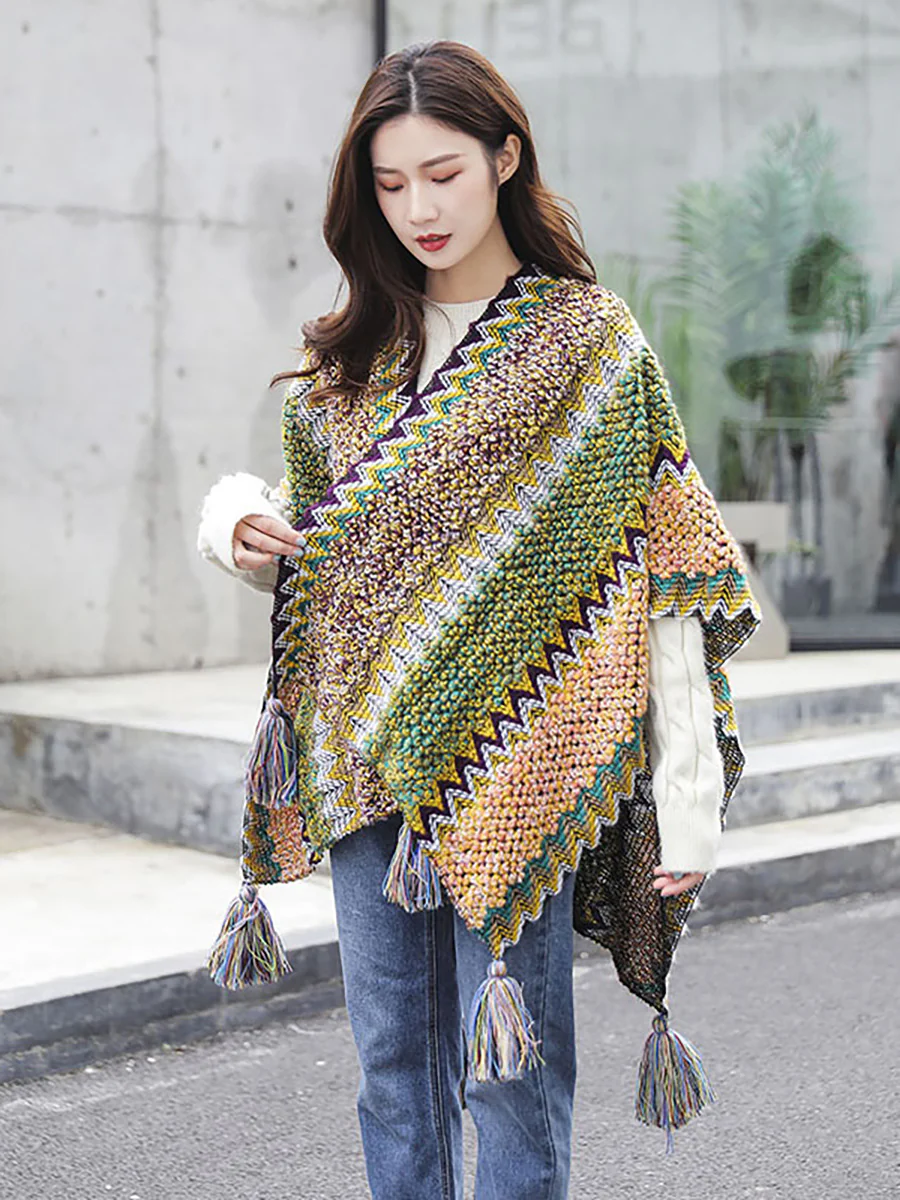 Winter Knitted Warm Tassel Scarf Shawl - Image 10