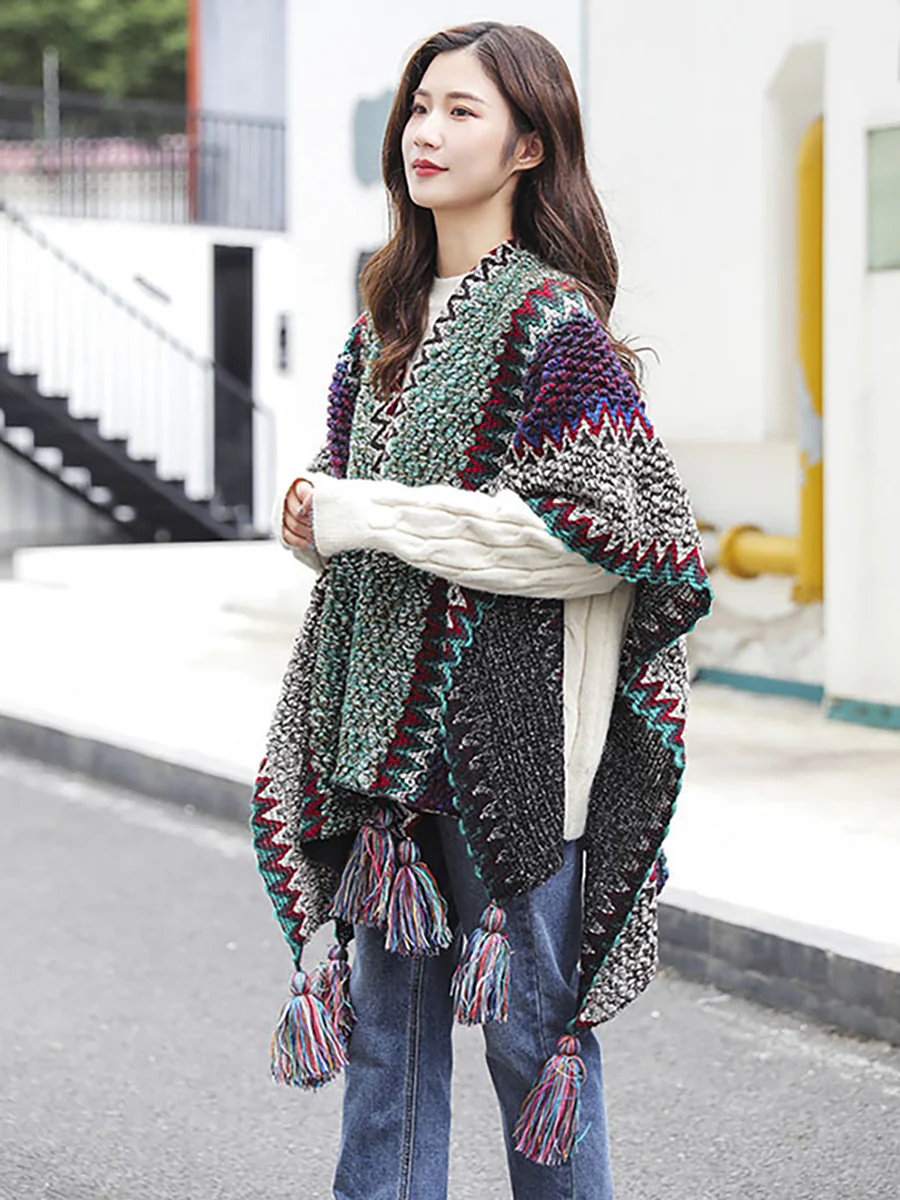 Winter Knitted Warm Tassel Scarf Shawl - Image 12