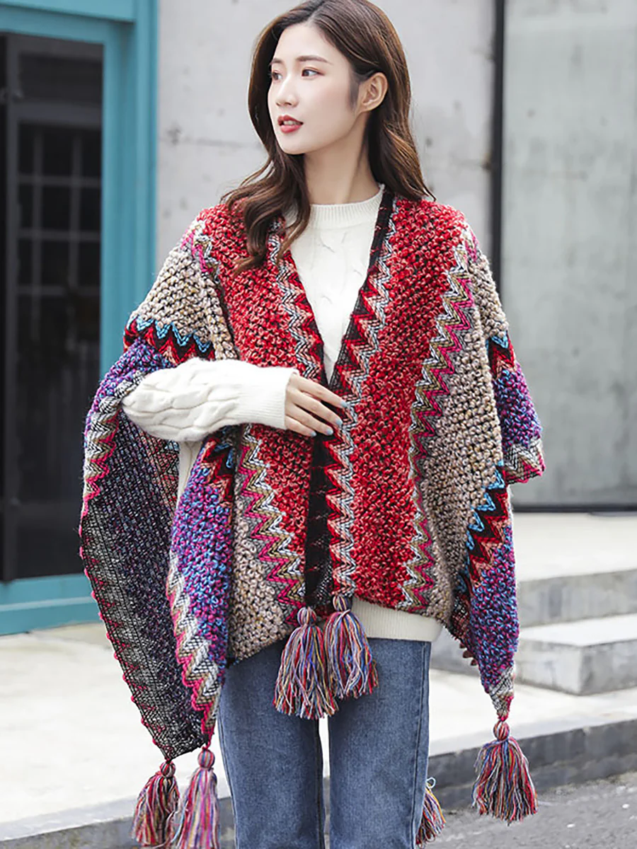 Winter Knitted Warm Tassel Scarf Shawl - Image 15