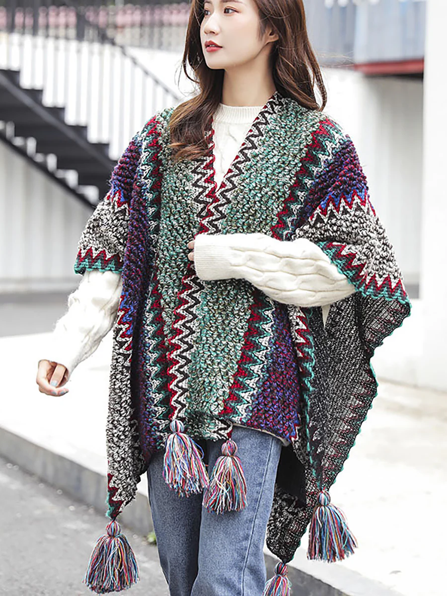 Winter Knitted Warm Tassel Scarf Shawl - Image 4