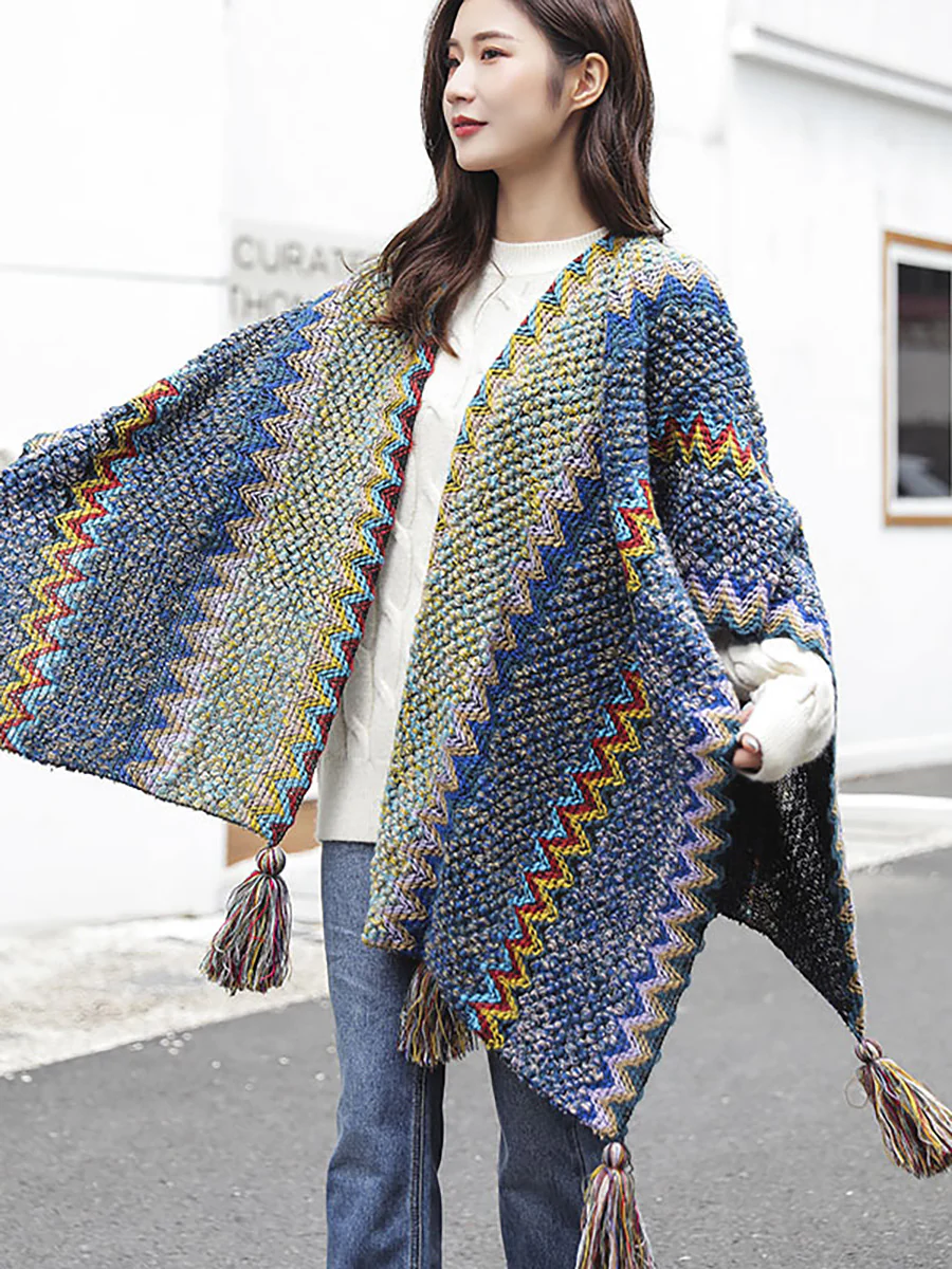 Winter Knitted Warm Tassel Scarf Shawl - Image 5