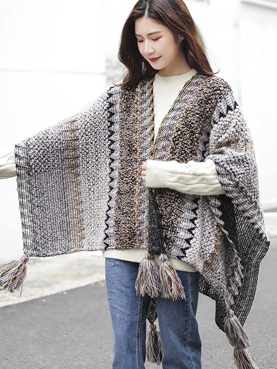 Winter Knitted Warm Tassel Scarf Shawl - Image 6
