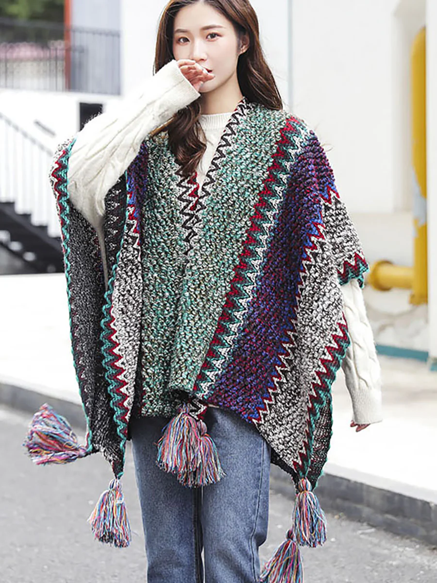Winter Knitted Warm Tassel Scarf Shawl - Image 7