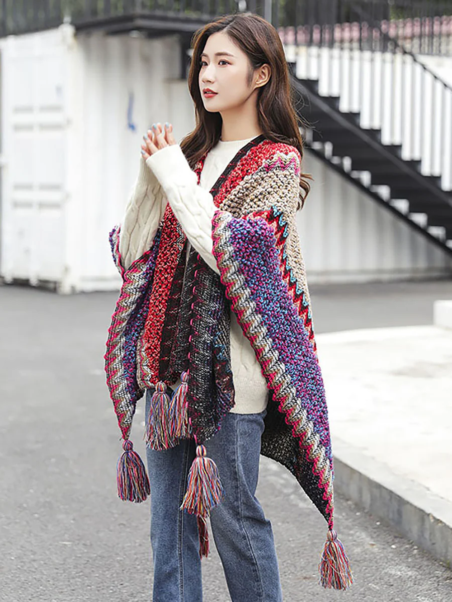 Winter Knitted Warm Tassel Scarf Shawl - Image 8