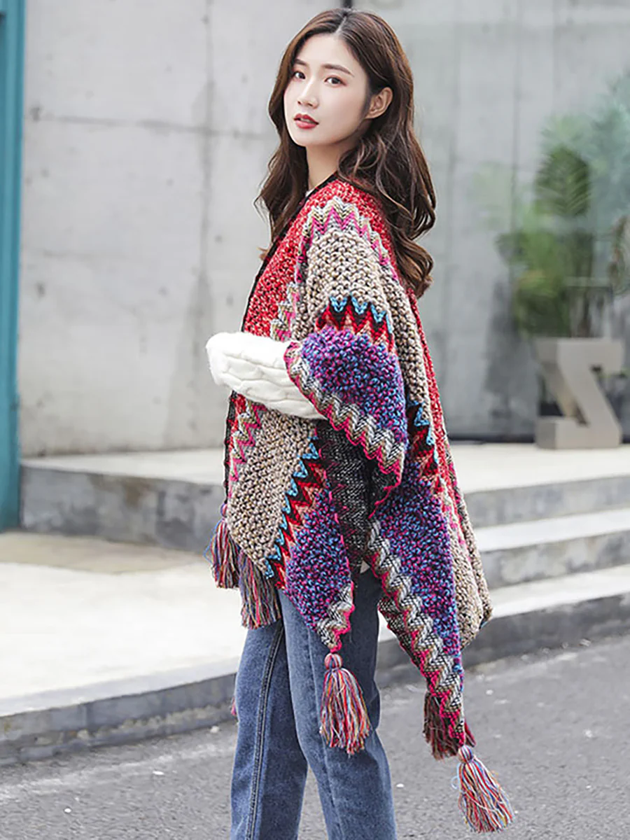 Winter Knitted Warm Tassel Scarf Shawl - Image 9